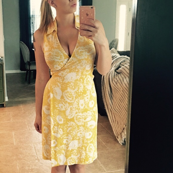 dvf yellow wrap dress